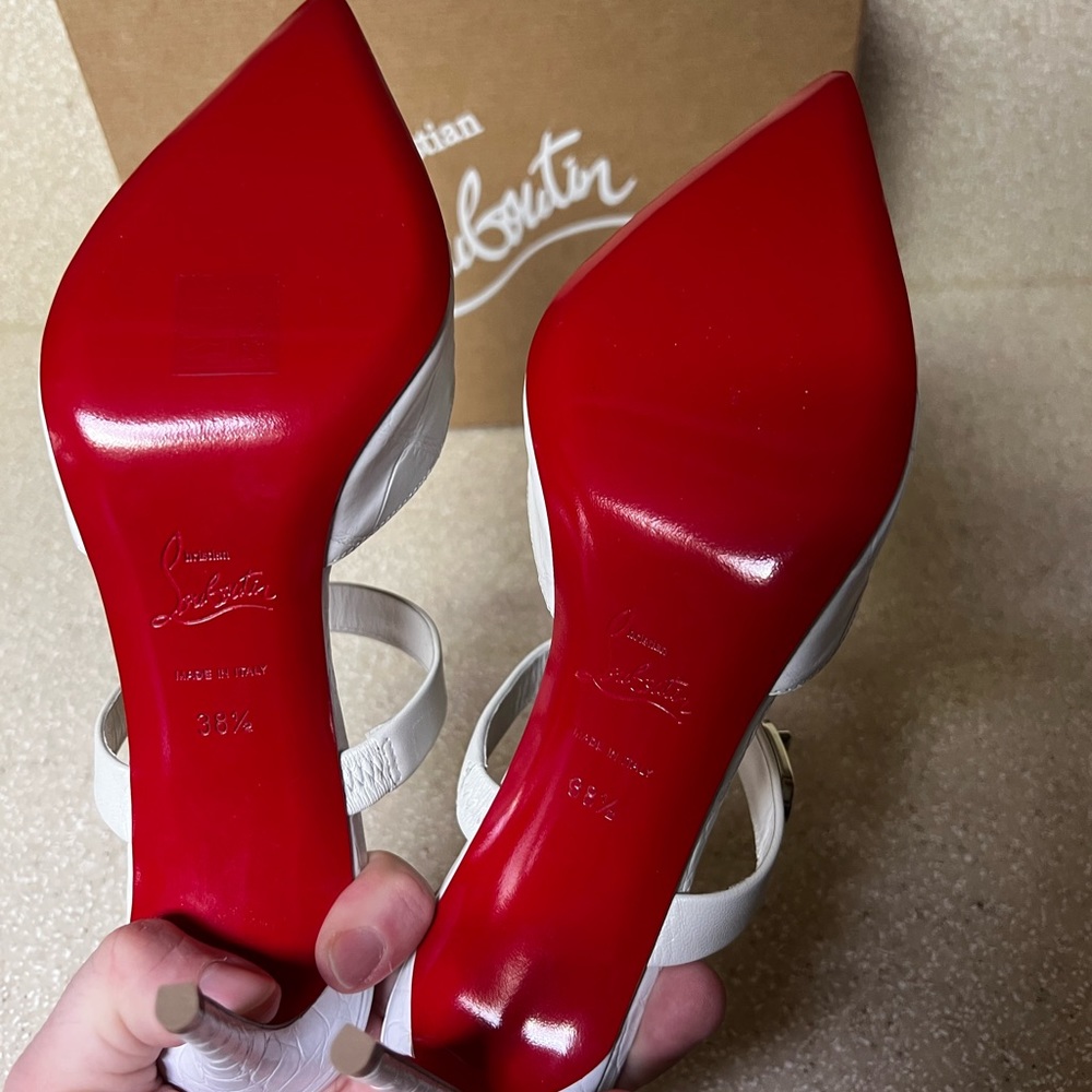 Christian Louboutin Choc Lock 85 Leather Pump White 38.5 / 8.5 - Picture 8 of 8